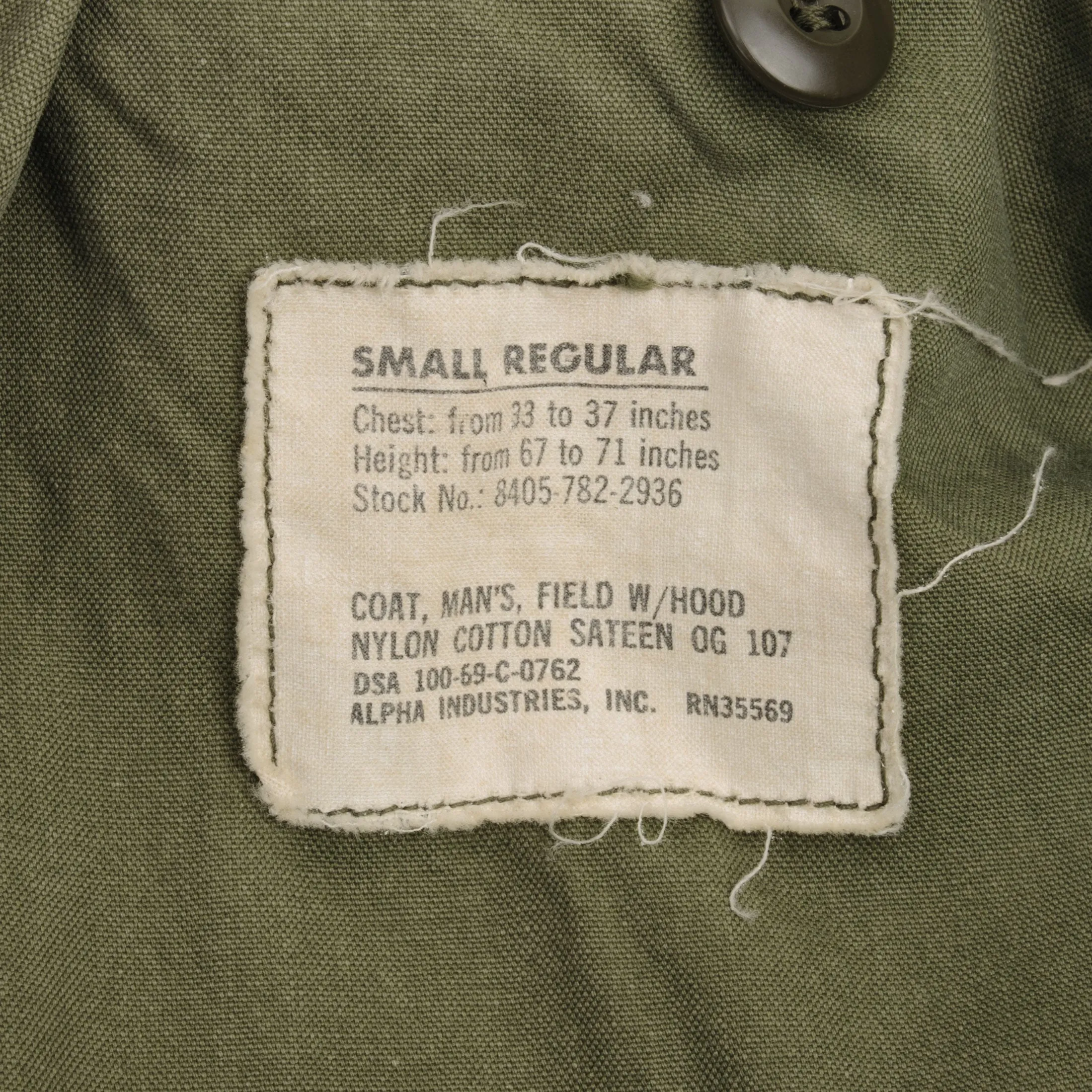 VINTAGE US ARMY M65 FIELD JACKET 1969 VIETNAM WAR SIZE SMALL REGULAR
