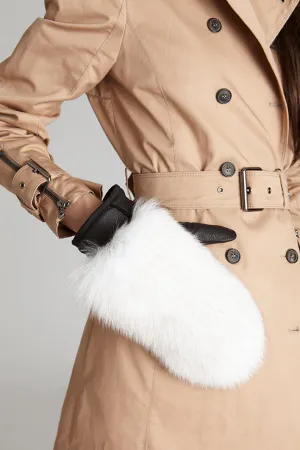 White Fox Fur Mittens