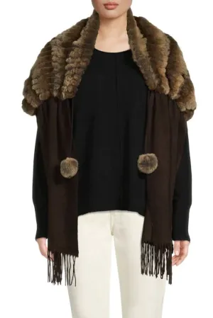 WHITFORD - 100% Cashmere Wrap with Layered Fur