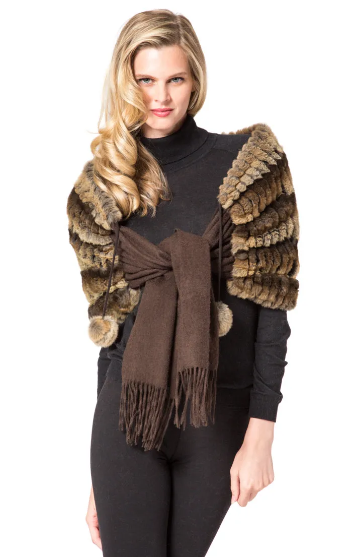 WHITFORD - 100% Cashmere Wrap with Layered Fur