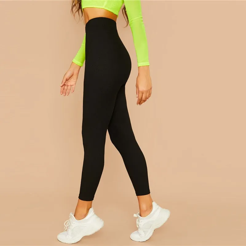 Women's Mid-Waist Rayon Skinny Fitness Leggings