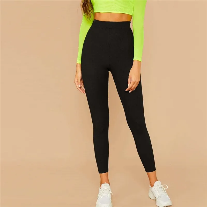 Women's Mid-Waist Rayon Skinny Fitness Leggings
