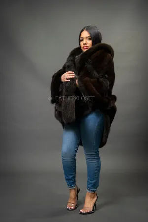 Women's Mink Poncho [Brown]