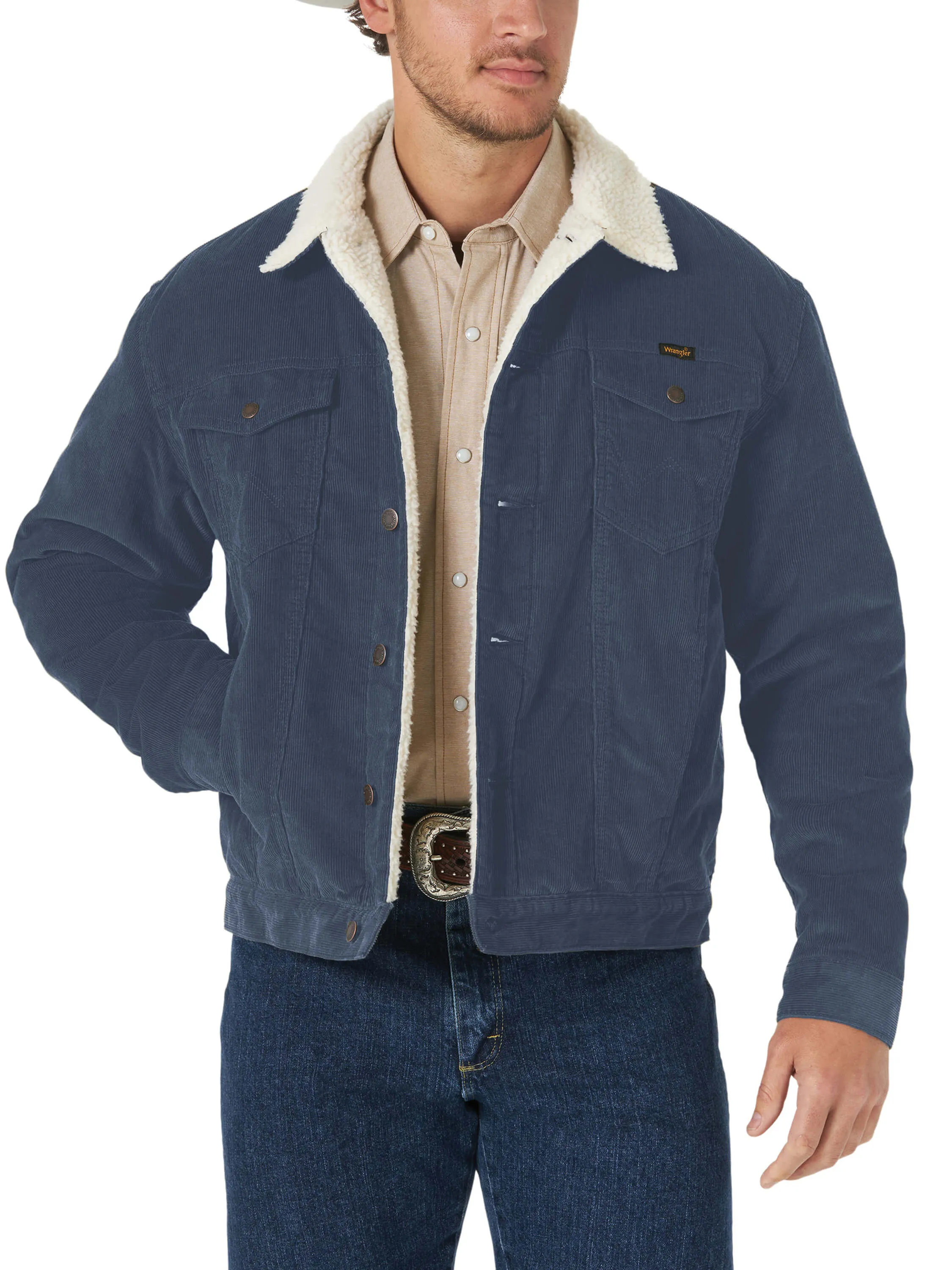 Wrangler | Ombre Blue Corduroy Sherpa Lined Jacket