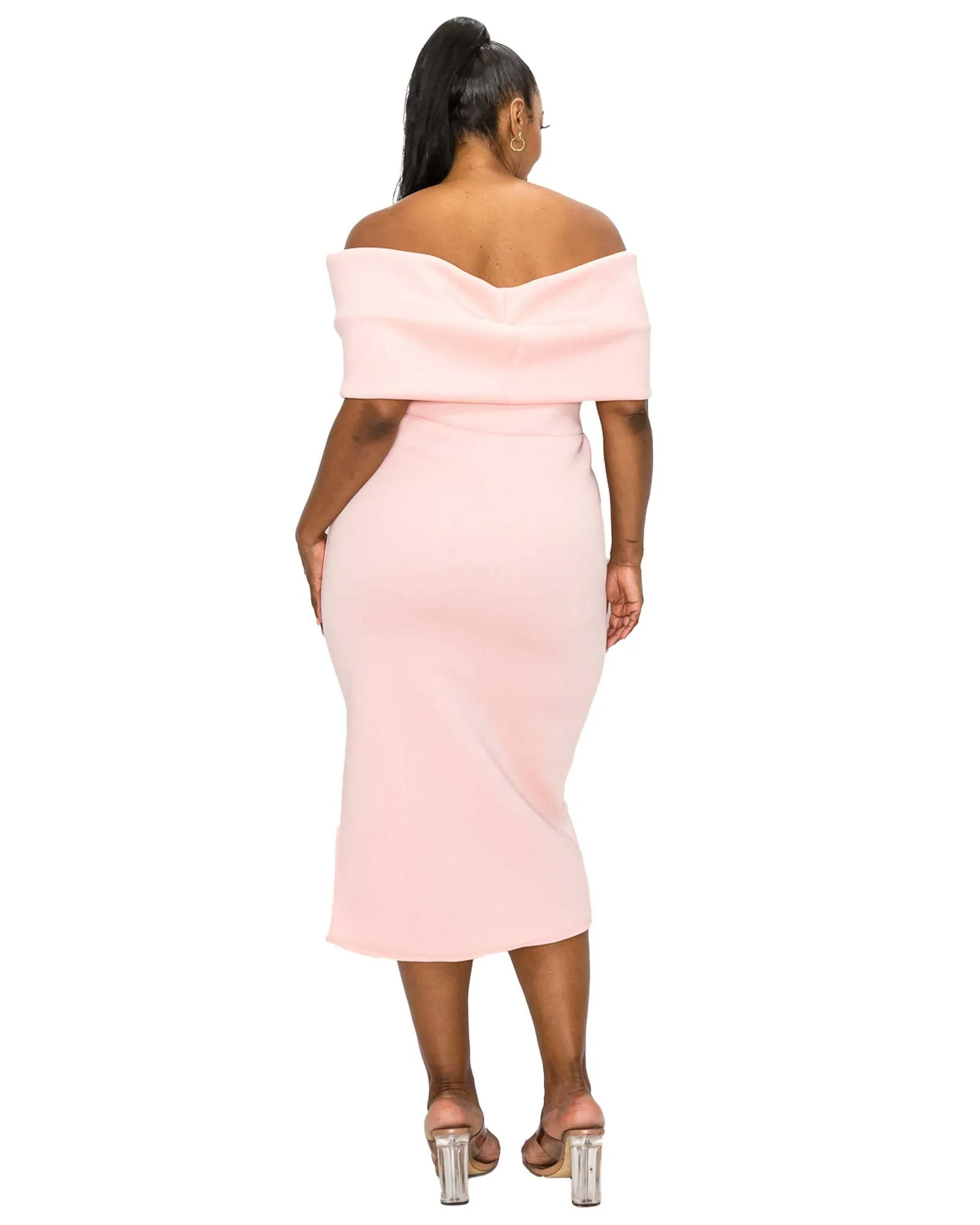 Zariah Ribbon Detail Midi Dress | Pink